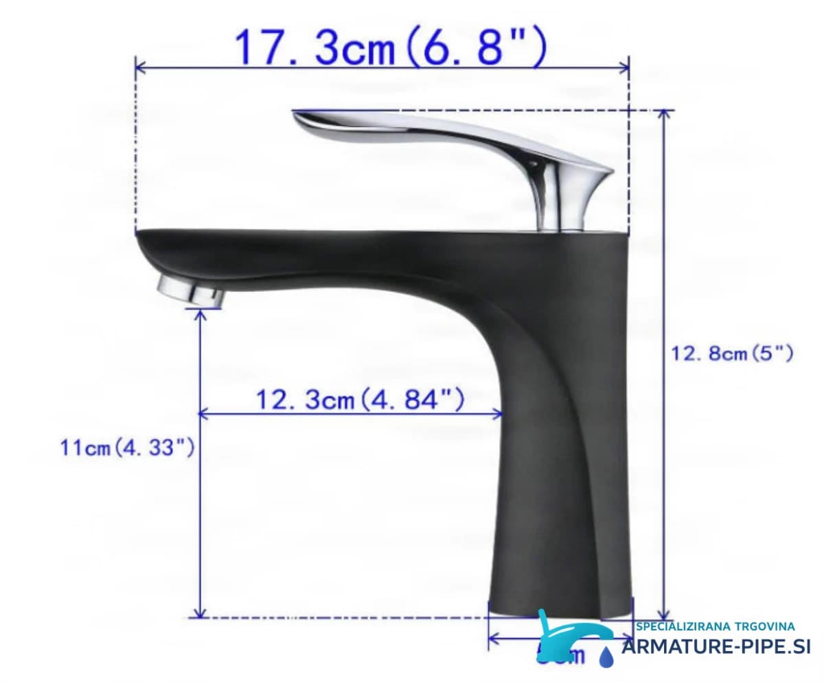 Technický výkres umyvadlové baterie ELITE EDITION BS1210 (17,3 × 12,8 cm)