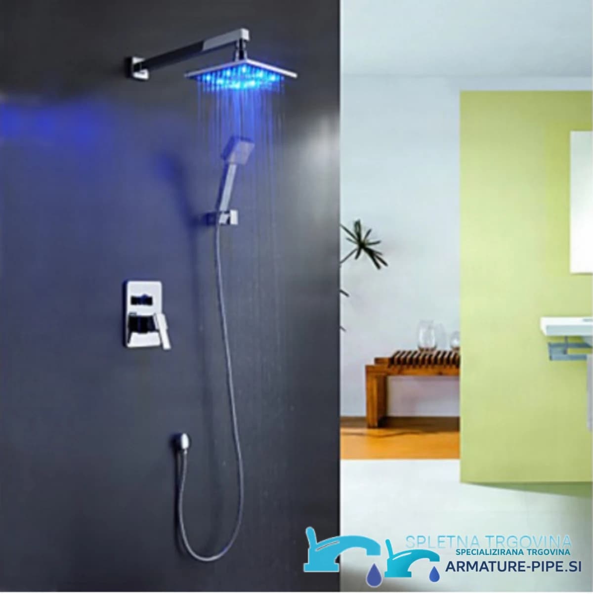 LED podomítkový sprchový systém woo-2436 v lesklém chromovém provedení