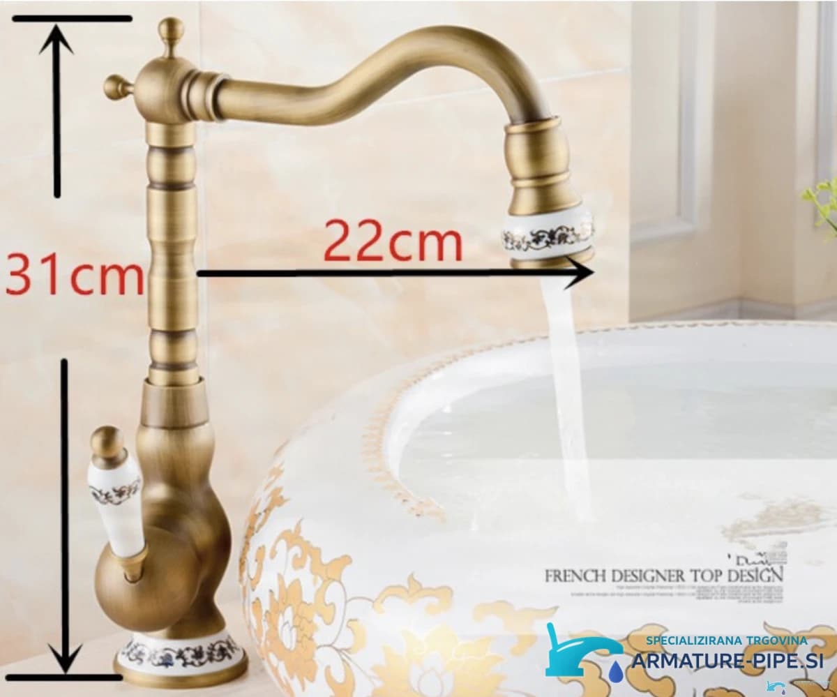 Rozměry retro baterie BV46982 s keramickou vložkou: výška 31 cm a dosah 22 cm