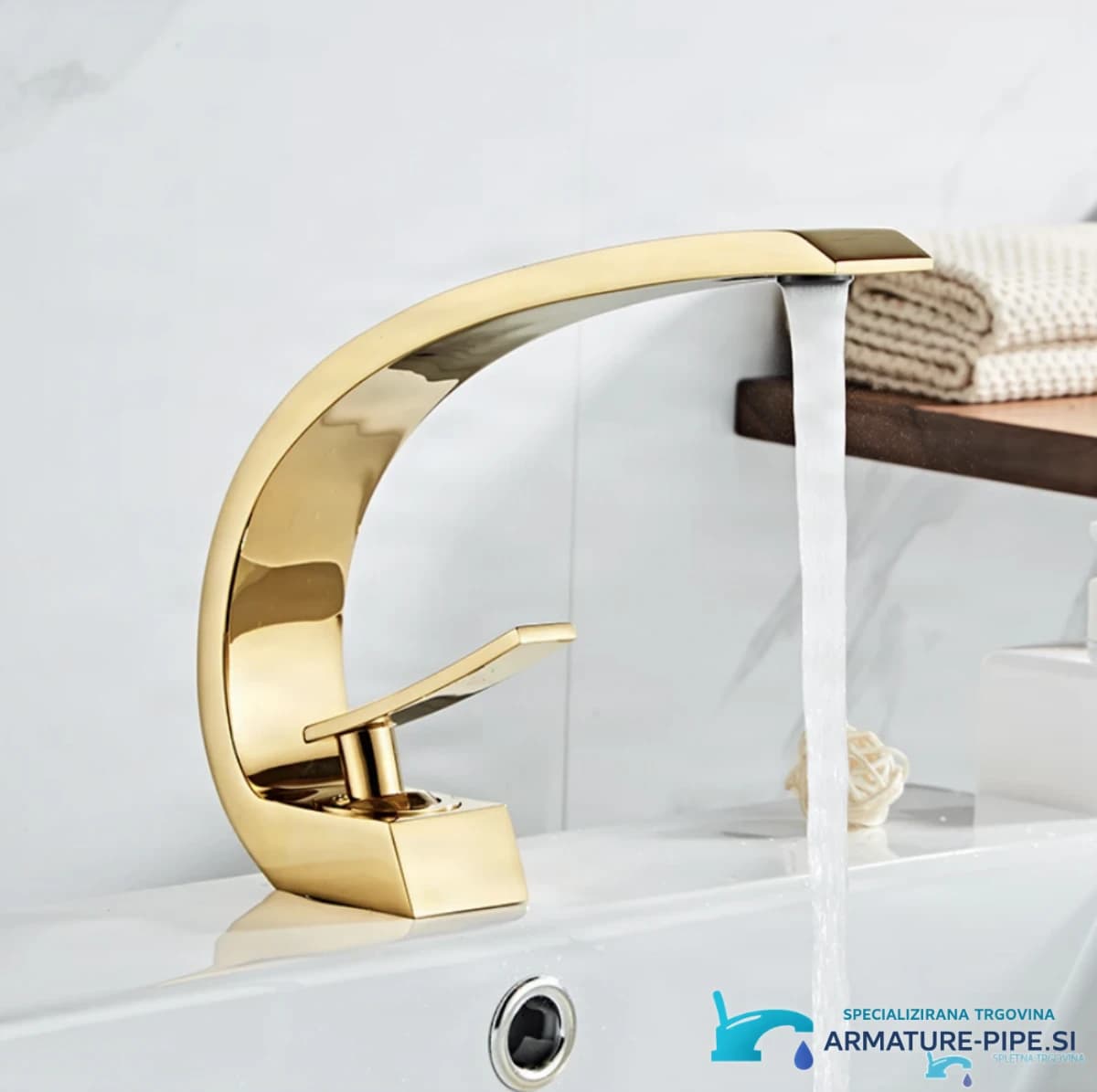 Supermoderní umyvadlová baterie GB1424-zs v lesklém zlatém provedení