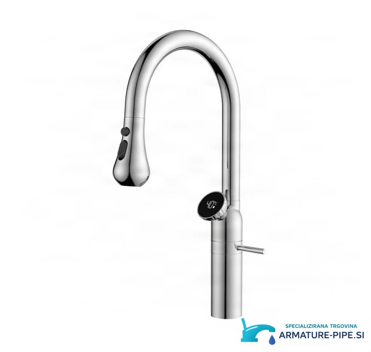 Kuhinjska armatura ELITE EDITION KF1694 — kromirana različica z digitalnim prikazovalnikom