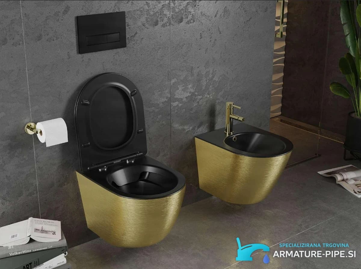 Závěsné WC DELUXE TO1699 v provedení kartáčované zlato
