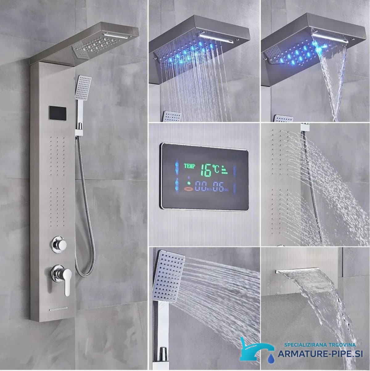 Luxusní LED panel BSP1912 – kartáčovaný povrch a pět vodních funkcí