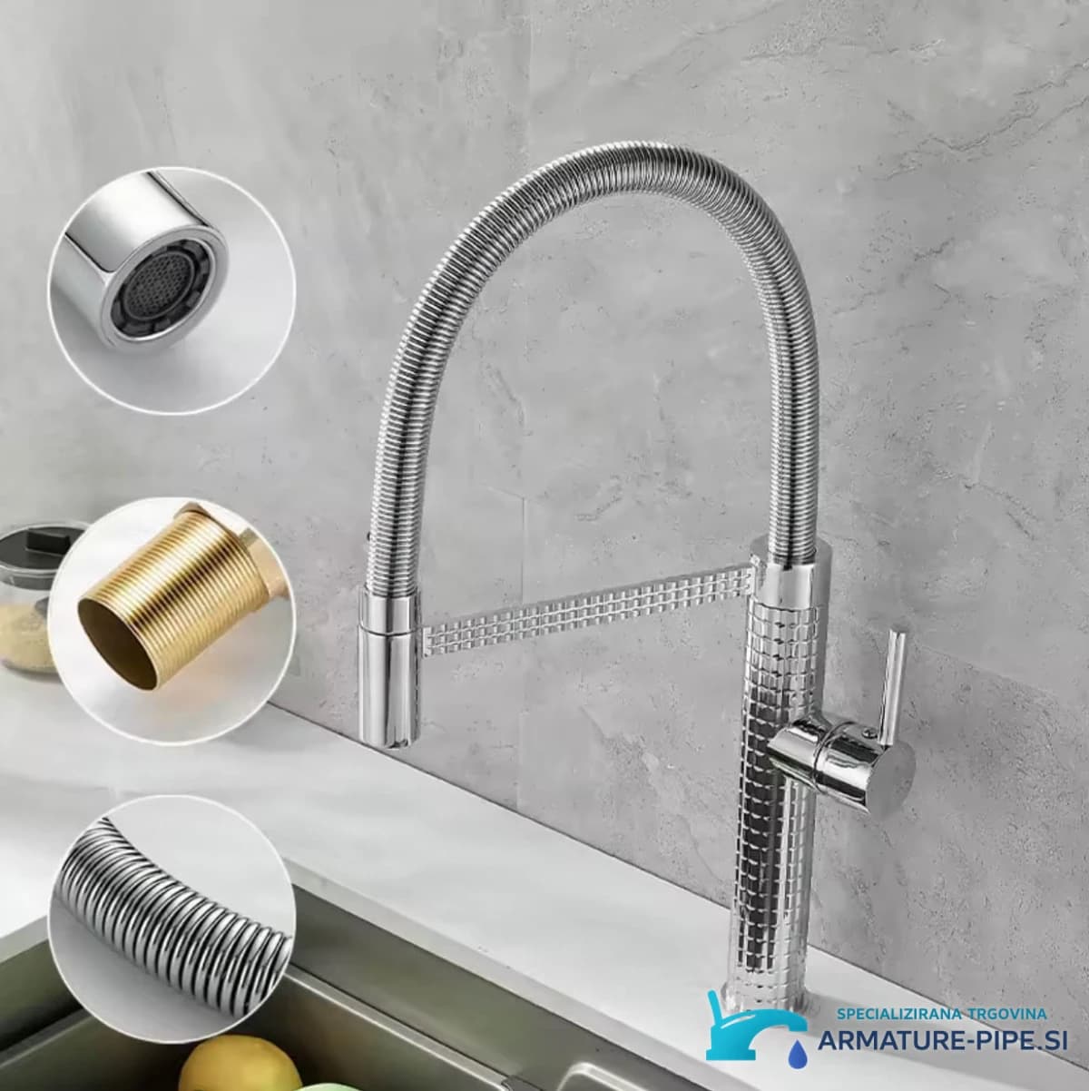 Elegantní kuchyňská baterie KS1220 v lesklém chromu