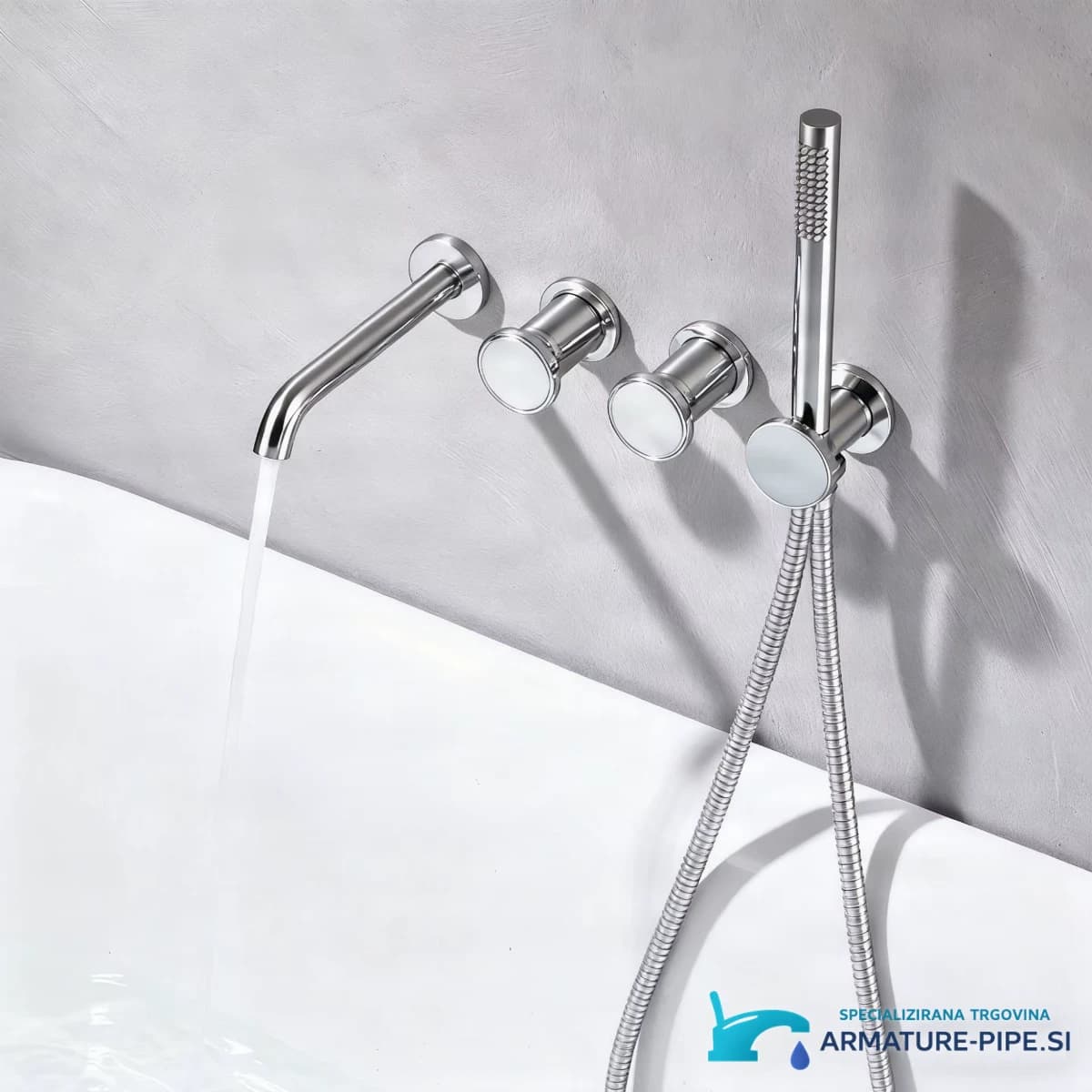Shower Set All ELITE EDITION BSC1717 — krom izvedba z rebrasto cevjo