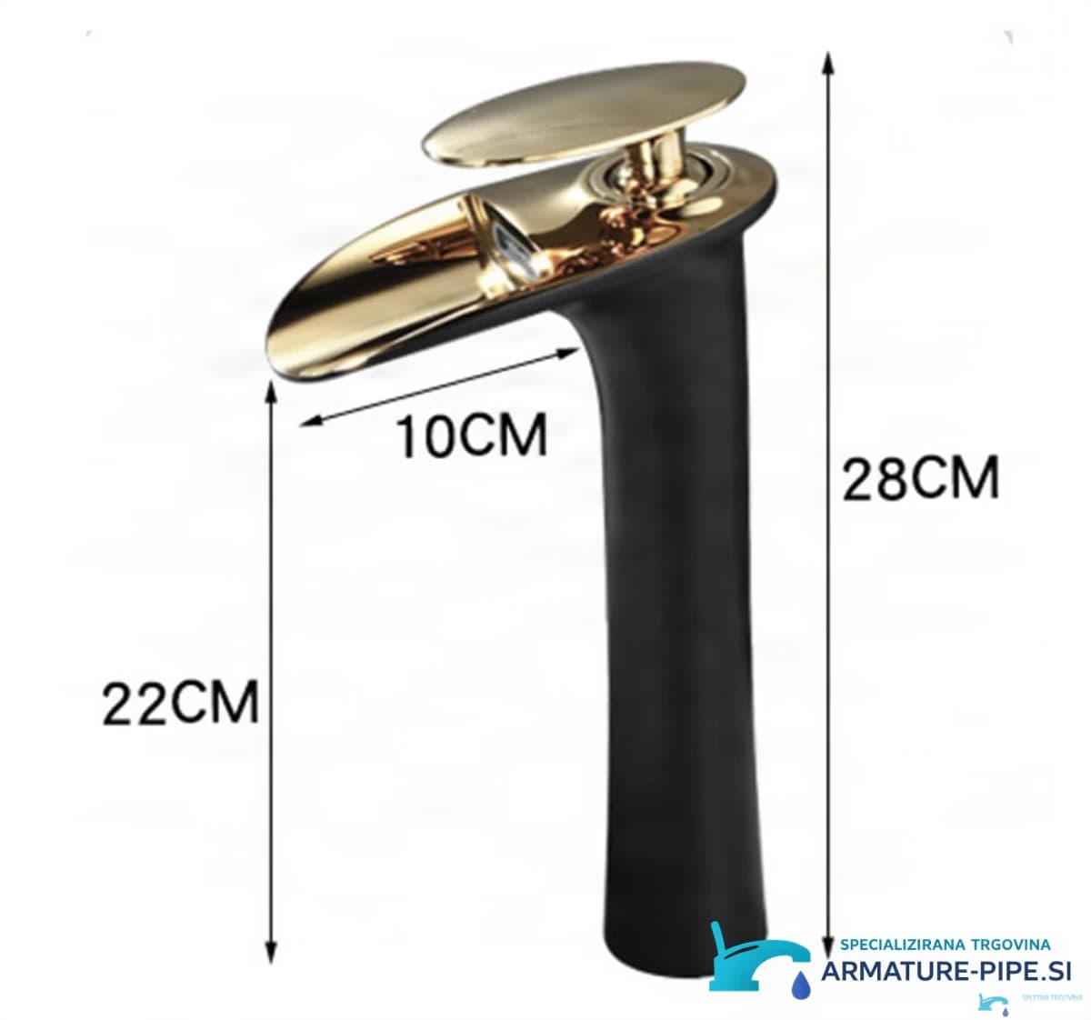 Rozměry baterie BSH1235: výška 28 cm, výška výpusti 22 cm a dosah 10 cm