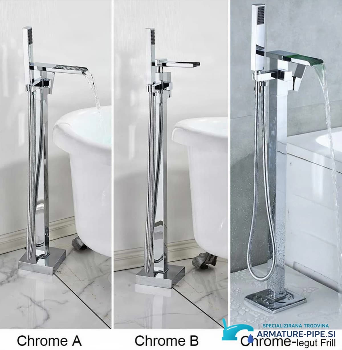Volně stojící vanová baterie SB1720 v několika chromových variantách