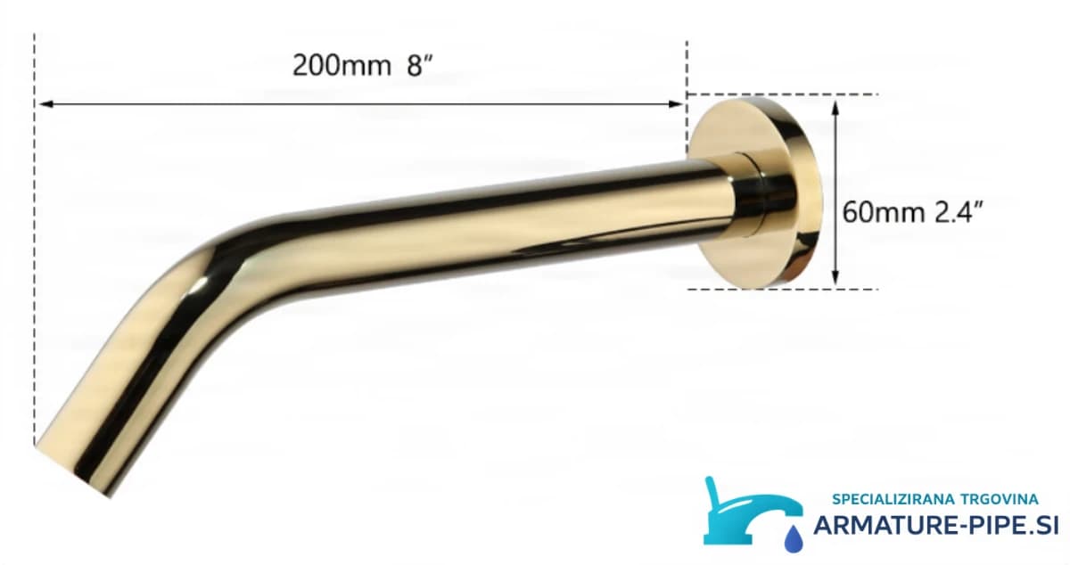 Parametry baterie BWS1254: vyložení 200 mm, rozeta Ø 60 mm