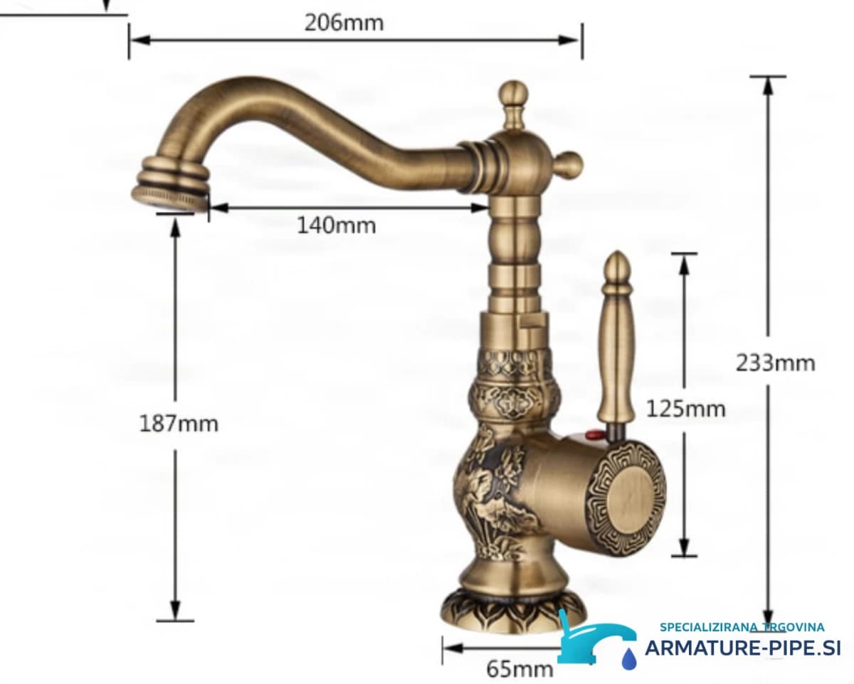 Technický výkres baterie AQB1600, výška 233 mm a šířka 206 mm