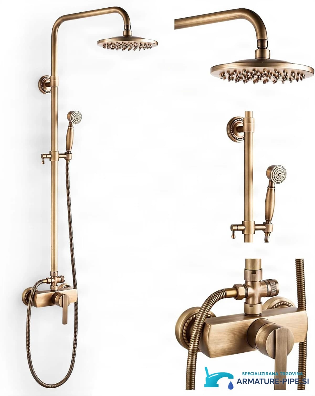 Sprchový systém s baterií ELITE EDITION BSE1508 ve starožitné mosazi
