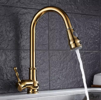 Izvlecna Kuhinjska Armatura V Zlati Barvi Pipa Eyn Kzi5176