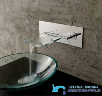 Ekstravagantna kopalniška armatura za steno iz kaljenega stekla